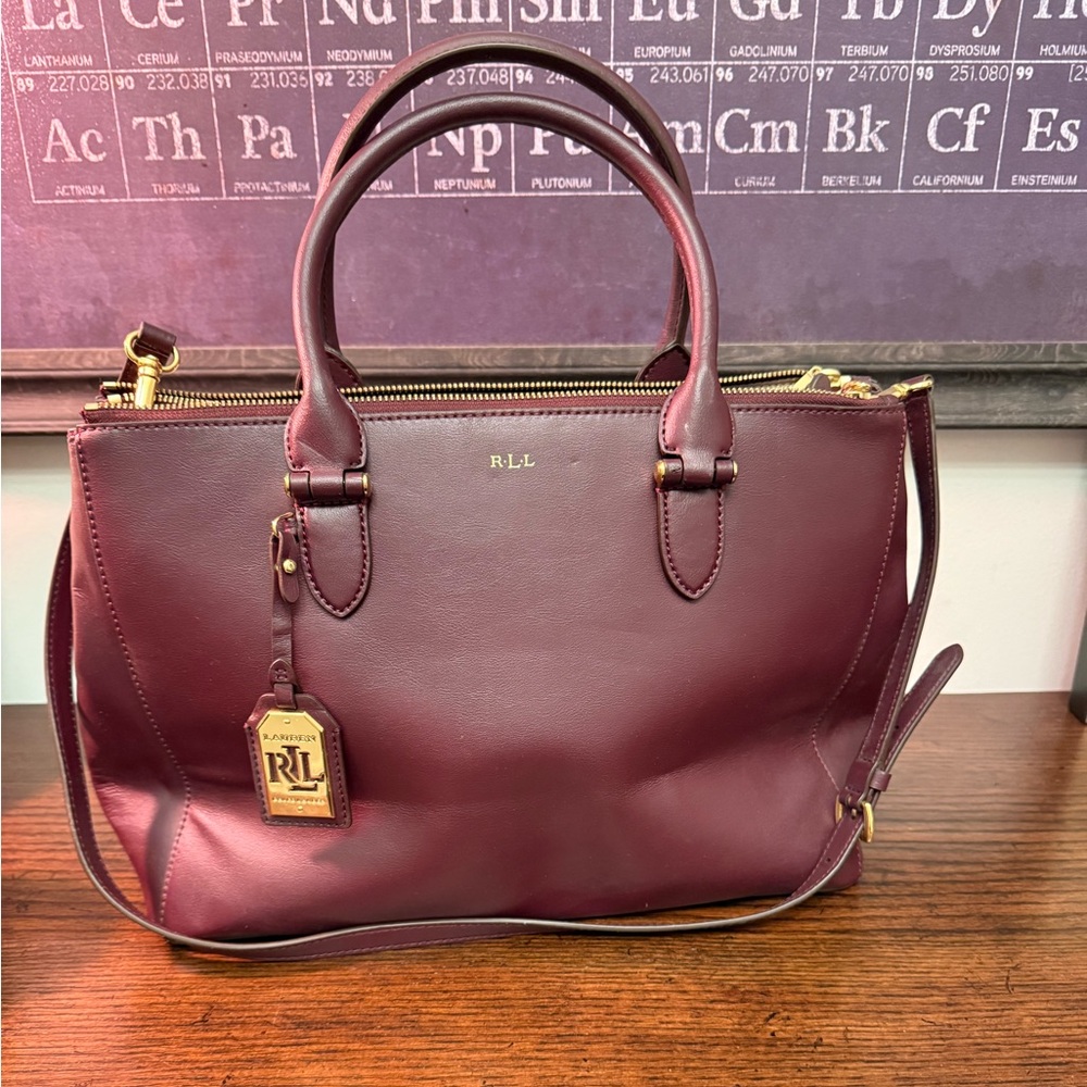 Lauren Ralph Lauren Wine Leather Satchel